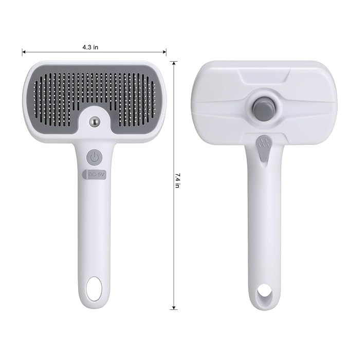 Pet Steam Brush, 3-in-1 Cat and Dog Grooming Brush for Shedding, Pet Hair Cleaning, Massage, Self Cleaning Spray Comb for Long and Short Hair (White)