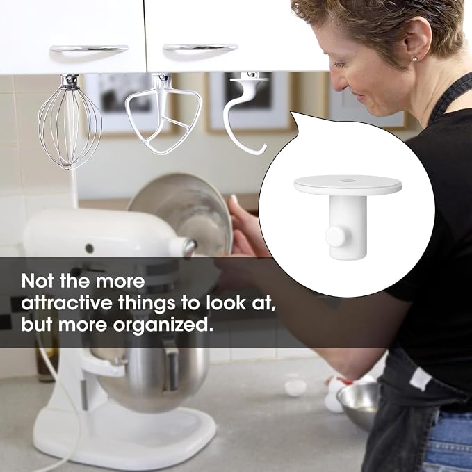 AIEVE 4 Pack Stand Mixer Attachment Holders Compatible with Kitchenaid Mixer Accessories,Flex Edge Beater, Flat Beater, Dough Hooks and Wire Whip Organizer
