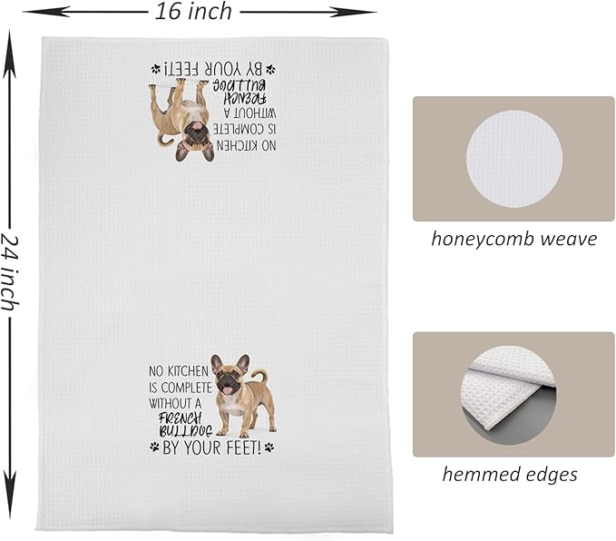 French Bulldog Kitchen Towels Set - French Bulldog Gifts for Dog Lovers Women, Dog Hand Towels Dish Towels Decor, 16x24 Inch,Set of 2