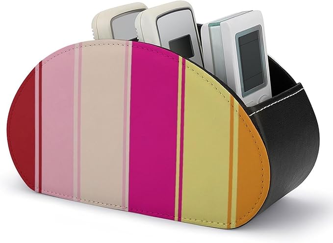 Remote Control Holder Caddy LGBT Lesbian Pride Table Desk Storage Organizer | LGBT Lesbian Pride, PU Leather, 5 Compartments, Fits TV Remotes, Media Player, Office Supplies