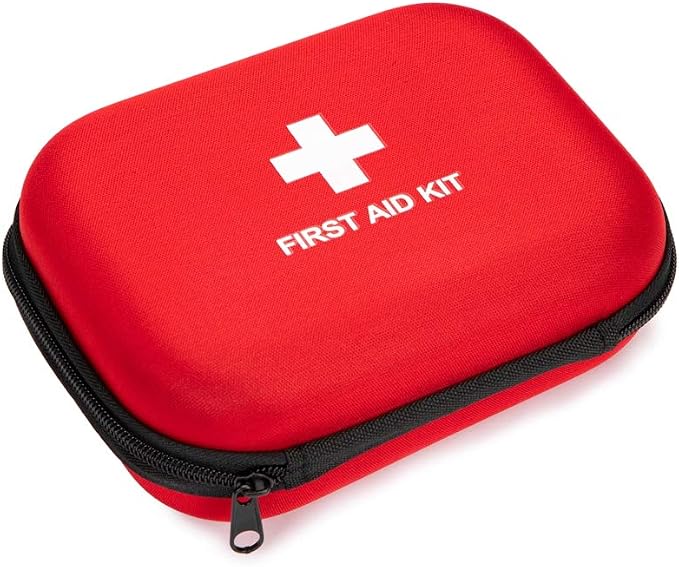EVA Hard Red Medical Bag - Round, Emergency Responder, Camping, Outdoors (6.8x5.3x2.2 Inches)