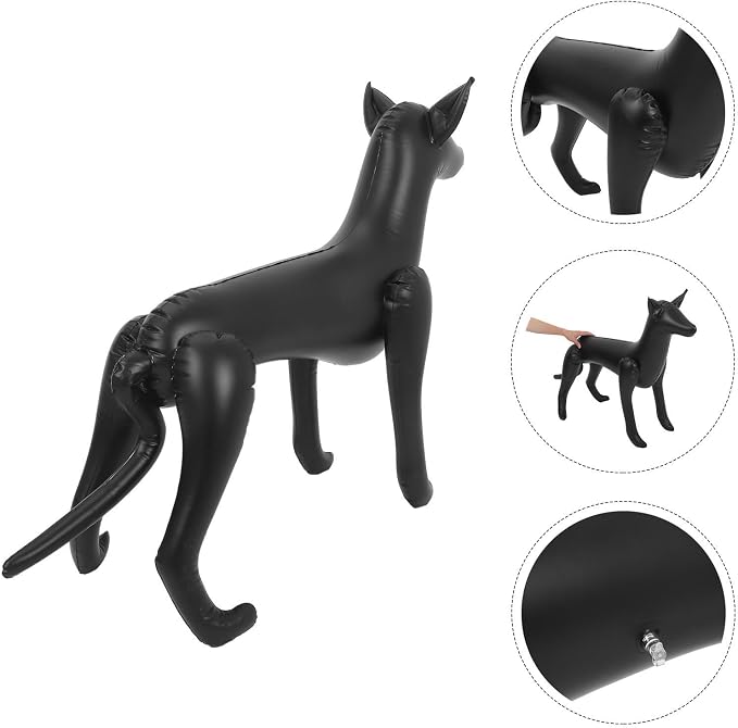 Inflatable PVC Dog Mannequin Display Stand 0.25mm Thick Large Black | Pet Apparel Showcase, Soft Lightweight Portable Build, Easy Inflate and Deflate for Retail Counter Use