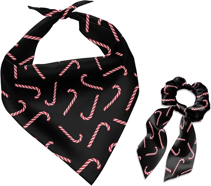 COEQINE Christmas Dog Bandanas Female Dog Bandanas with Elastic Hair Tie for Thick Hair 2 Pack Family Couple Matching Outfits with Dogs Pet Outfit Christmas Costum for Women Me