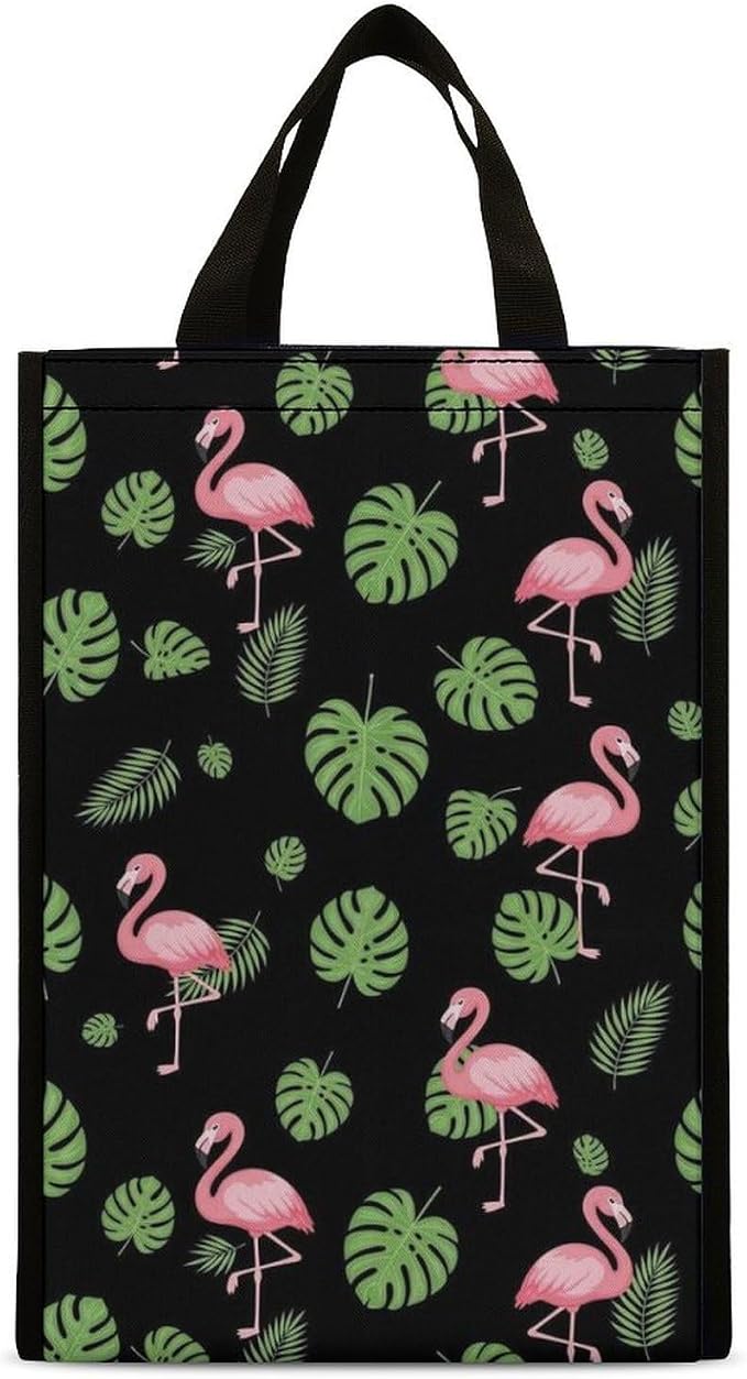 Reusable Insulated Lunch Bags, Compatible with Tropical Palm Tree Leaves Banana Green Leaf Cute Retro Flamingo Lunch Box Container Bag Portable Travel Picnic Thermal Cooler Totes