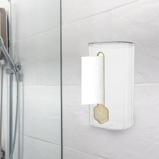 Bathroom Tissue Box Wall-Mounted Holder Adhesive Napkin Storage for Kitchen and Bathroom Easy Installation Pet and Design