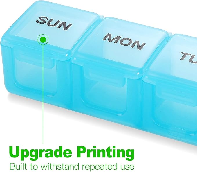 Pill Organizer 7-Day Weekly Pill Organizer | Portable Medicine, Daily Pill Cases for Pills/Vitamin/Fish Oil/Supplements