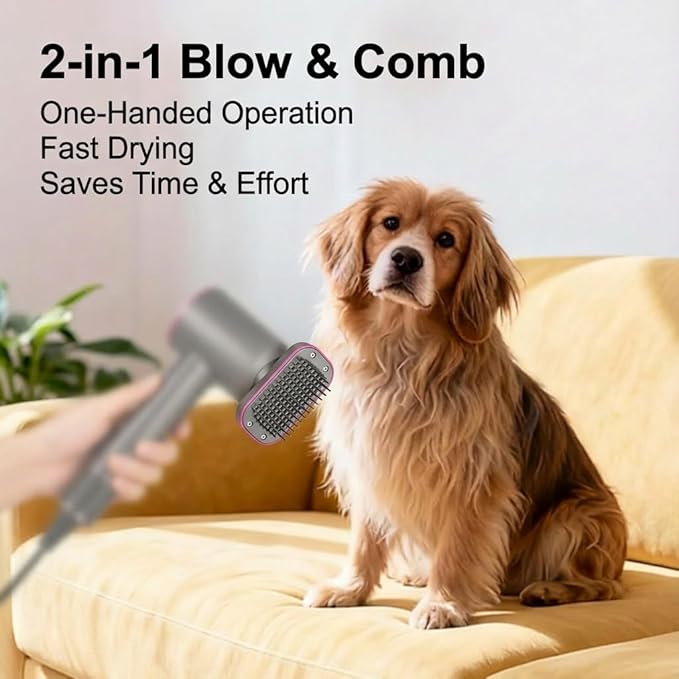 LUMIXA Heated Pet Grooming Brush, Third-Party Accessory Compatible with Dyson Supersonic Hair Dryer HD01 HD02 HD03 HD04 HD08 HD15, Professional Deshedding Tool for Dogs & Cats (Dryer Not Included)