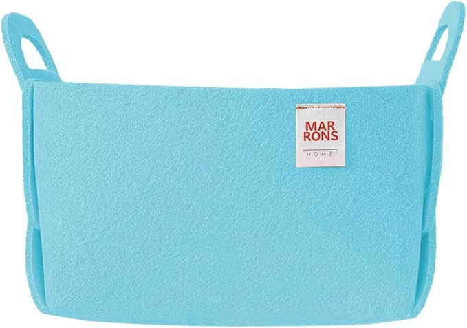 Collapsible Felt SKYBLUE Storage Bin Small 7.1"x5.1"x5.1" – Foldable Basket with Handles for Closet Storage, Laundry Room Organization, Decorative Storage Baskets for Shelves, Nursery