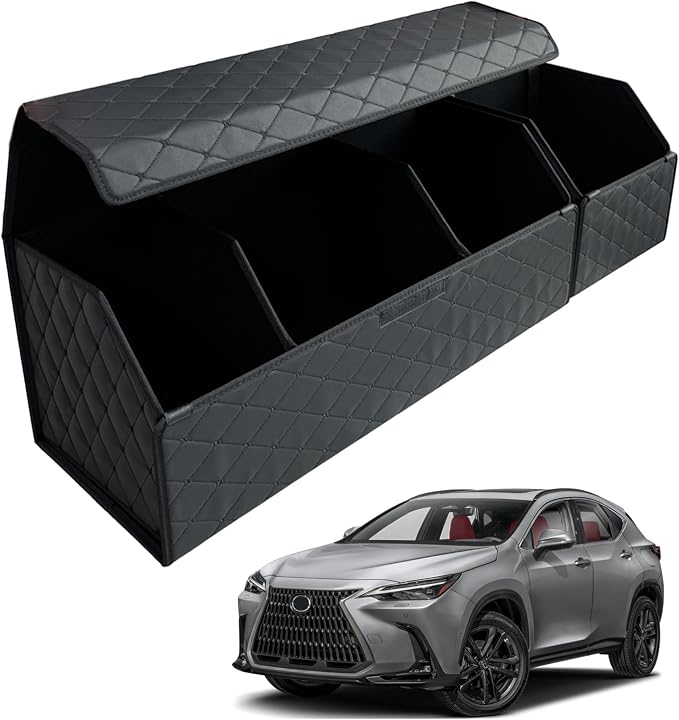Car Trunk Organizer for For NX 450h+ - Custom Fit,Easy Installation，Large Space Outdoor Trunk Organizer with Leather,Hook and Loop Fastener,4-Layer Cover,For NX 450h+ 2022-2025