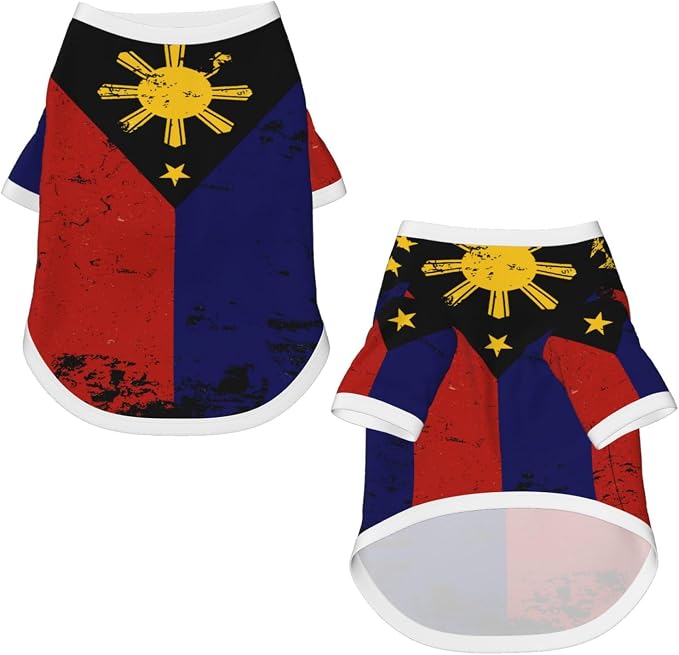 Philippines Flag Dog Shirt Pet Cotton T-Shirt Breathable Dog Clothes
