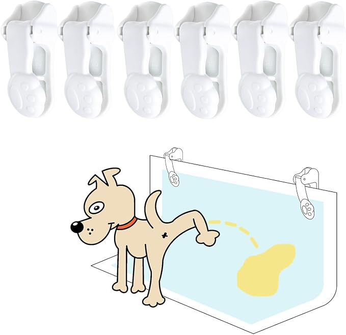 Dog Pee Pad Holders for Male Puppies, Potty Traning Pad Clips, White-6 Pack | Wall Clips for Male Dog or Leg-Lifting Puppy Indoor Toilet/Litter Box, for Small & Large Size Disposable/Reueable Wee Wee Pad