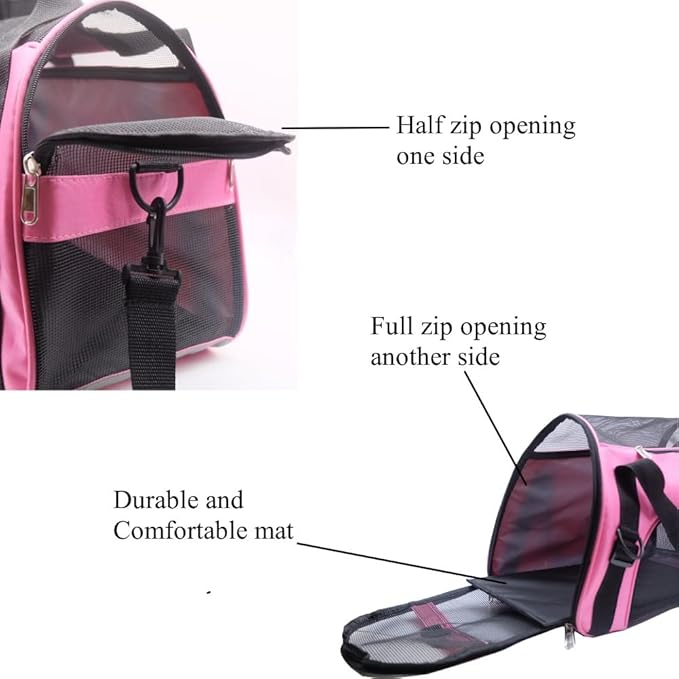 ZaneSun Cat Carrier,Soft-Sided Pet Travel Carrier for Cats,Dogs Puppy Comfort Portable Foldable Pet Bag Airline Approved (LightPink)