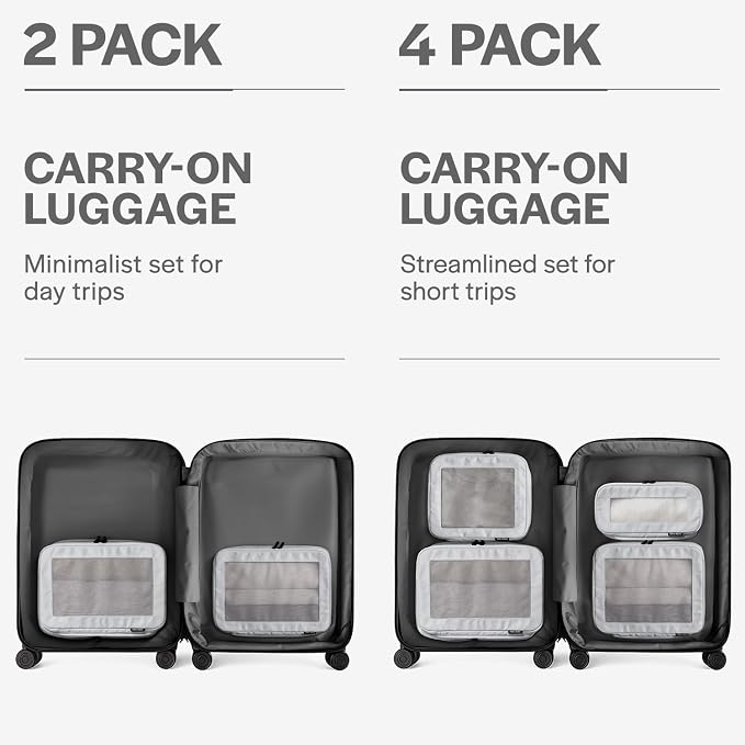 Compression Packing Cubes for Travel, 2-Pack, Light Grey | Solves overpacking, 2-Piece set fits most carry-ons, 50% Space savings, Compression luggage organizer bags