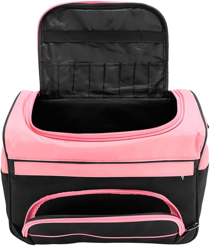 CHILDWEET Sturdy Pink Hair Tool Bag for Barbers and Hairstylists, Made of Sturdy Oxford Cloth and Metal, Featuring Easy Access Dividers, for Outdoor Travel and Hairdressing Tool Organization