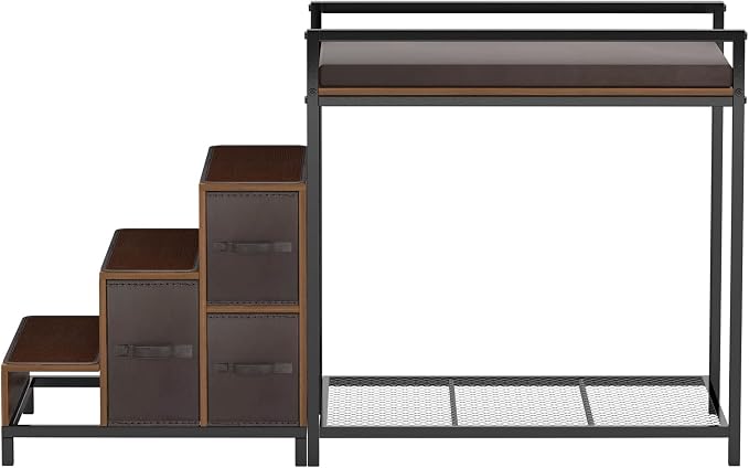 GDLF Dog Window Perch, Dog Bunk Bed with Stairs & Storage Platform | Multi-Level Platform with Foam Cushion, Non-Slip Steps and Storage Space, Designed for Small Dogs to Relax Near Windows