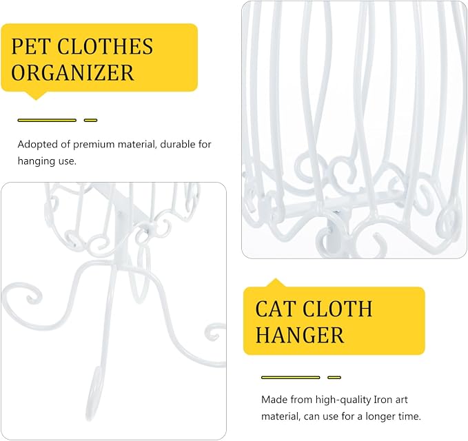 Pet Clothing Display Rack Iron Art Hanging Organizer for Dog Clothes | White Finish, Home and Pet Shop Use, Displaying Pet Clothing, One Piece Holder