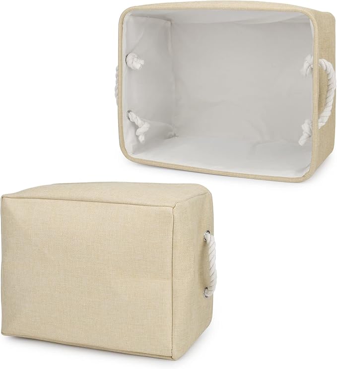 Personalized Dog Toy Storage Basket Bin, Customized Pet's Name Storage, Collapsible Organizer Box for Dog Toys, Clothing, Apparel & Accessories (Beige, L)