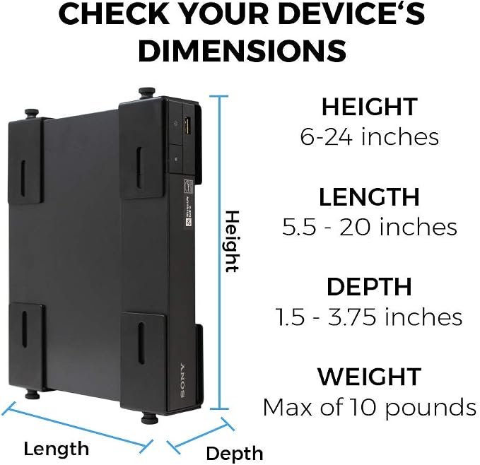 HumanCentric Adjustable Device Wall Mount, Cable Box & Modem Bracket | Adjustable Wall Adapter for Small, Wide & Narrow Devices, Cable Boxes, Modems, DVD Players, Mount on Wall Behind TV