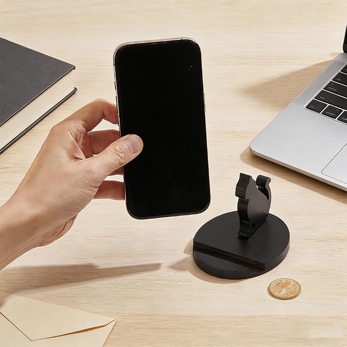 NBEADS Cute Cat Cellphone Stand Holder, Animal Phone Holder Cat Decorative Smartphone Desk Holder with Non-Slip for Various Models of Mobile Phones and Tablets, Black