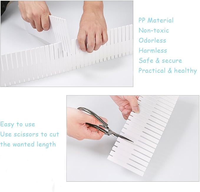 Onerbuy 8pcs Adjustable Grid Drawer Dividers DIY Plastic Closet Separator Tidy Organizer Container for Underwear Socks Belt Office Supplies
