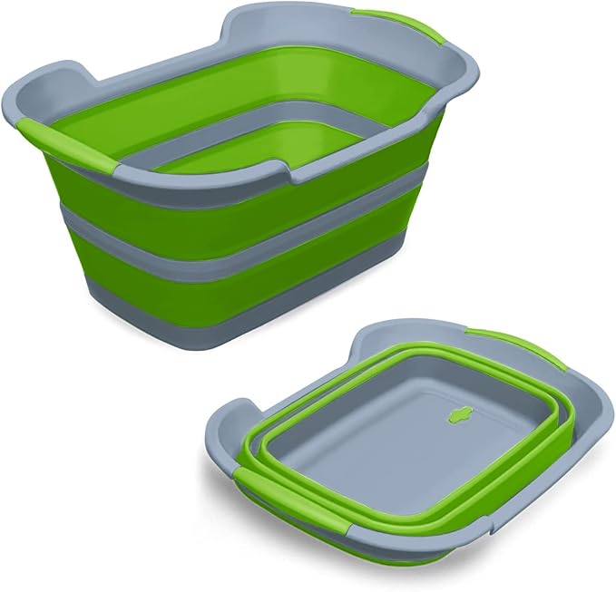 Collapsible Pet Bathtub with Drainage Hole for Puppy Small Dogs Cats, Green | Portable Washing Tub, Foldable Bathing Tub, Indoor, Outdoor, Multi-Functional
