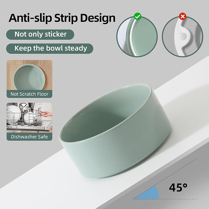Havniva Ceramic Dog Bowls Elevated, Raised Dog Food Bowl for Large Dogs | 8.3” Elevated Dog Bowls, Non-Slip Wood Stand, Dog Food and Water Bowl Set, Dog Feeding Dish, Large Capacity Pet Water Bowl