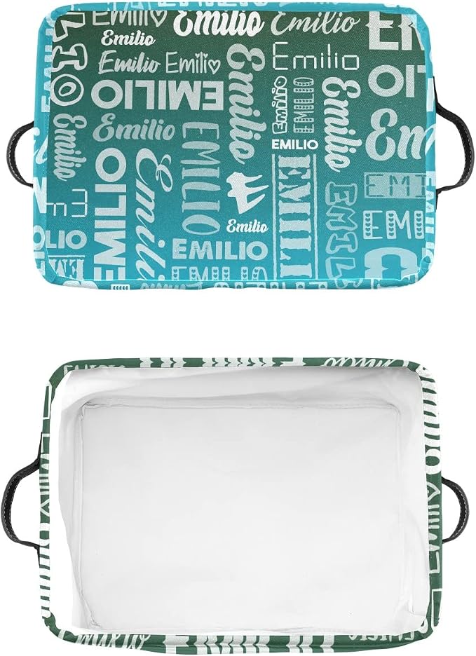Personalized Toy Box Storage Bins for Boys Girls with Name, Kids Custom Storage Basket Cubes Organizer with Handles, Shelf Closet Storage Baskets Bin Customized Gift, 1 Pack