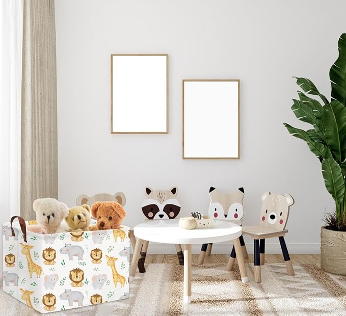 Baby Basket Woodland Storage kids Baby Boy Girls Basket Rectangular Storage Bin Organizer Boxes for Room Decor Books(Baby Hamper)