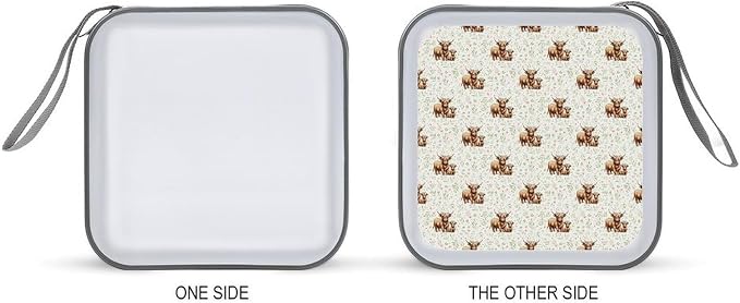 CD Case Storage Organizer Binder Highland Cow Print Protective Disc Holder | DVD Wallet for Car Home Office Travel, Highland Cow Print, Hard Plastic, Hand Strap, 40 Capacity