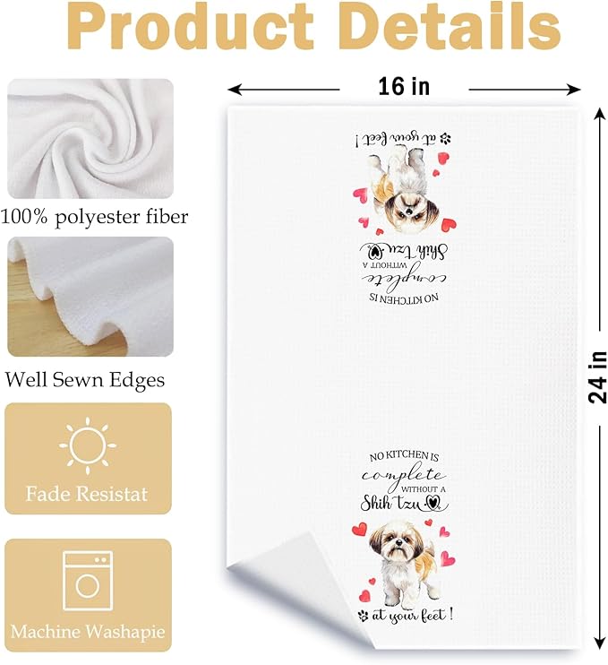 Shih Tzu Gifts Kitchen Towels, Gifts for Shih Tzu Lovers Dish Tea Towels, Dog Lover Owner Gift for Women Men Decorative Hand Towel for Kitchen, 16x24 Inch