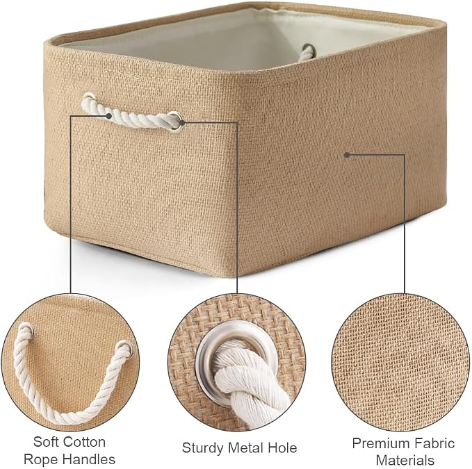 Organization and Storage Bin for Shelves - Large 3 Pack 16x12x8 inch Storage Basket for Organizing, Canves Storage Cubes for Organizer Toy Closet Cloth Gift (Beige)
