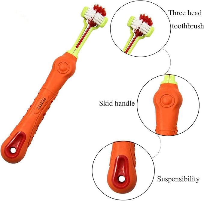 Orgrimmar 8 Pcs Three Sided Pet Toothbrush Dog Brush Addition Bad Breath Tartar Teeth Care Dog Cat Cleaning Mouth