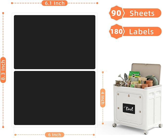 Homrelaxy 180 Pcs 4"x6" Large Labels for Storage Bins, Removable Tote Label | No Residue Black Storage Bin Labels, Waterproof & Oil-Resistant & Tear-Resistant Stickers, For Plastic Bins, Boxes and Cases
