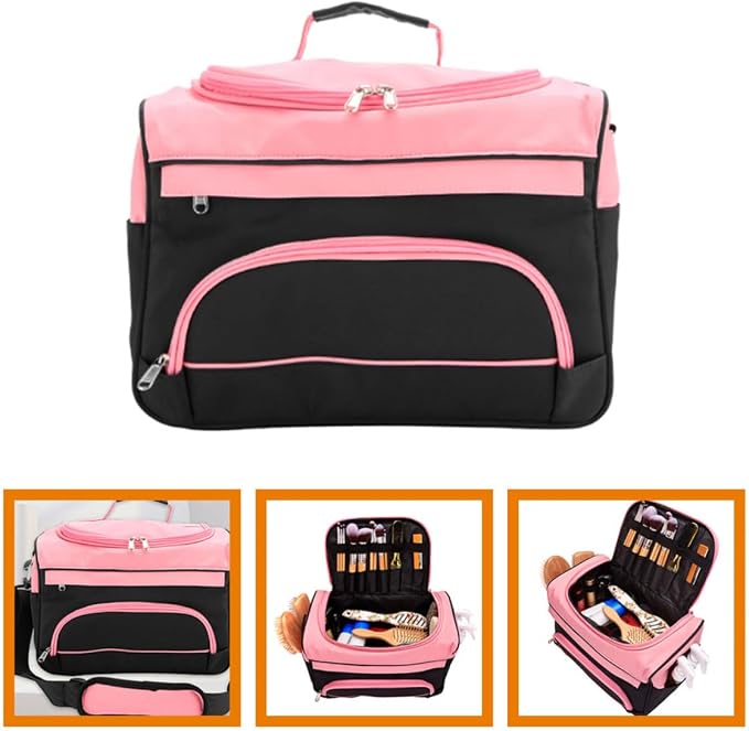 Balacoo Multi-Functional Hair Stylist Bag for Outdoor and Travel, Oxford Cloth Hairdresser Tools Organizer with Dividers, Easy Access and Keeps Tools Organized, Pink Hair Cutting Kit