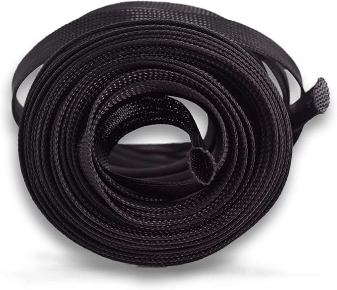 PET Expandable Braided Cable Sleeve Black 1/2 Inch x 100 FT