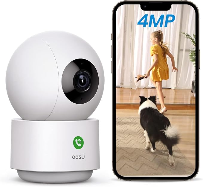 aosu 4MP Indoor Security Camera - Baby & Pet Monitoring with 5/2.4 GHz WiFi