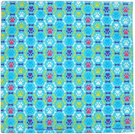 CTM Puppy Paws Print Bandana, Blue