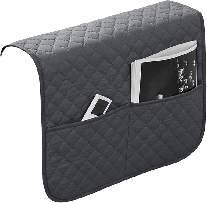 Sofa Armrest Covers Comfortable Anti-Slip Waterproof | Recliner Arm Protector for Books Tablet Phone TV Remote Cellphone Book Phones Pets Chocolate Remote Control Snack