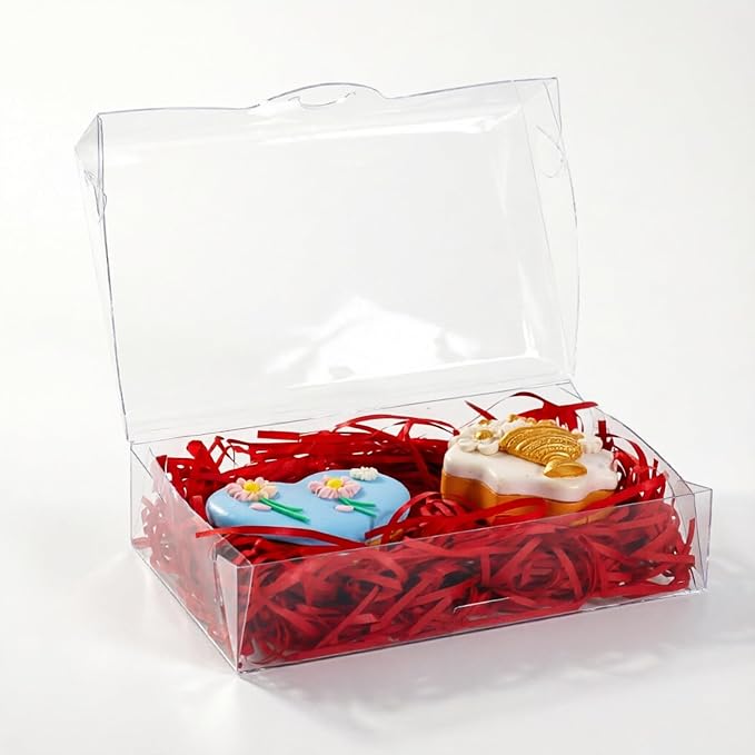 RomanticBaking 24PCS 7x4.4x1.5 Inches Clear Cookie Box for Party Favors | Clear Plastic Boxes for Chocolate Truffle, Oreo, Pastry, Donut, Brownie, Soap,Bakery Treat Wedding Christmas Valentine's
