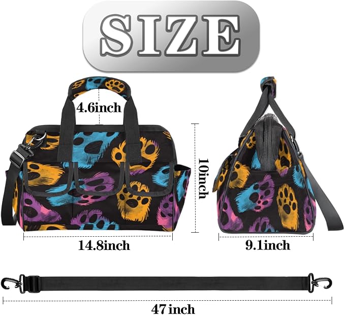 Dogs Cat Pet Paw Heavy Duty Tool Bag for Men Garden Engineer Electrician Carpenter Sturdy Portable Tool Box Organizer Storage with Handle Pockets Strap 15 Inch