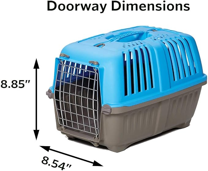Spree by MidWest 22-Inch Travel Carrier, Blue, Fits Pets up to 12 lbs | Hard-Sided Pet Carrier, Steel Door, Ventilated Design, Locking Tabs, Easy Assembly