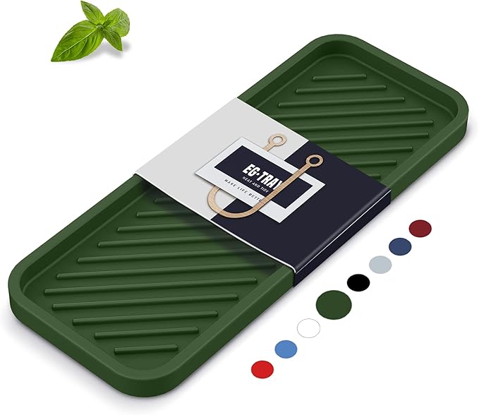 Silicone Sponge Holder, Kitchen Sink Organizer Tray（Green）