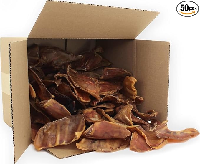 Best Pet Supplies GigaBite Whole Pig Ears for Dogs - 50 Count | Single Ingredient, All Natural, Supports Dental Health, Perfect for Training, Slow Roasted Chews
