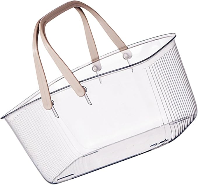 SUNGOOYUE Shower Caddy Basket with Handle, Clear PET Portable Shower Basket, Large Capacity Bathroom Organizer, 12.2 X 8.66 X 5.91 in for Dorm Bathroom Gym Travel
