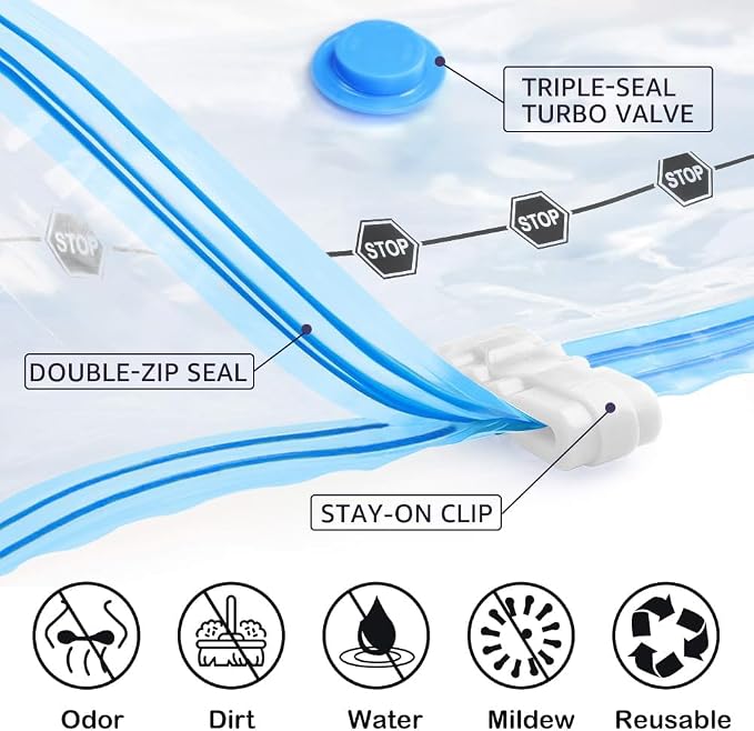 BoxLegend Vacuum Storage Bags with Hand Pump 6 Large 23.6’’x31.5’’ Thickened Vacuum Seal Bags for Clothing Coat Bedding Quilt Blanket Pillow Comforters