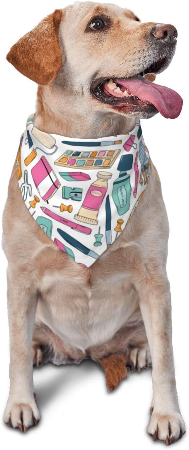 Teacher's Pet Dog Bandana,Funny Bandana Gift,Photo Prop Accessories for Dog Lovers Owner Gift,Triangle Reversible Fall Scarf, Adjustable (Brush)