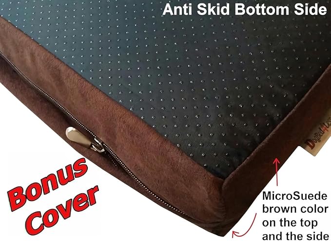 Dogbed4less Large Orthopedic Memory Foam Pet Bed with Durable Washable Canvas Cover, Waterproof Liner, and Extra Replacement Microsude Antislip Case, 41"X27"X4" Inches, Fits in 42X28 Size Crate.