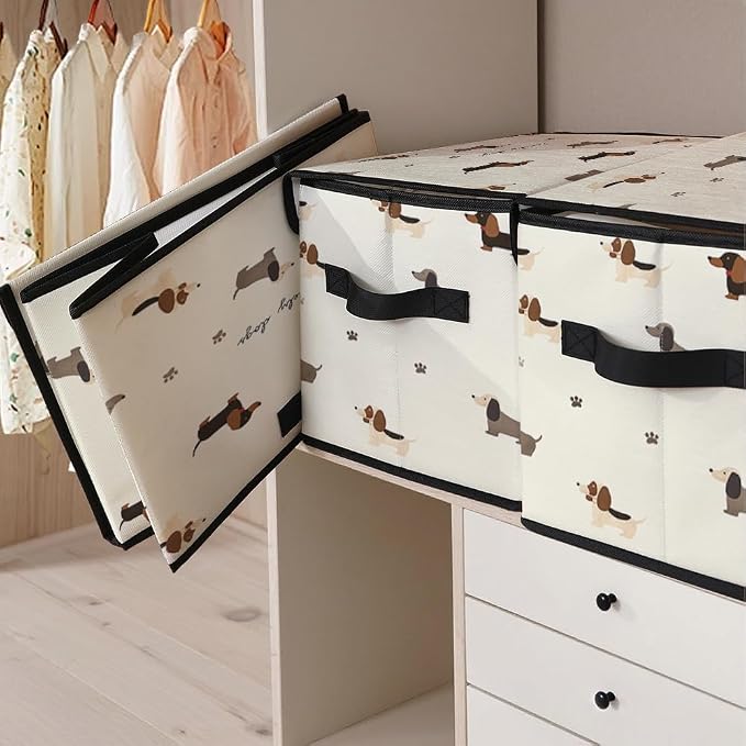Stackable Clothes Storage Bins with Lids 3 Pack | Closet Organizers Fabric Box for Home and Office,Blanket Clothes Organizers,Under Bed Storage Containers
