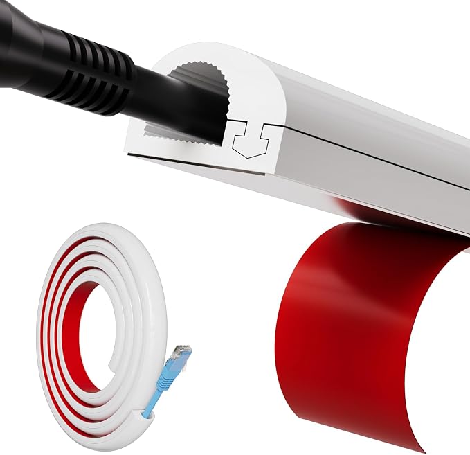 78" Side Open One Cord Hider (<1/4") for Wall Mounted Tv,Silicone Flexible | Cable Cover to Hide Conceal Cords Along Wall,Wire Raceway Management Cable Concealer Channel,Electric Cord Organizer,White