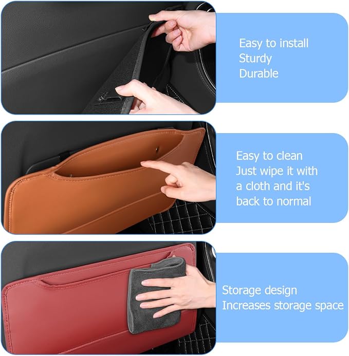 Zpana 2PCS Car Kick Mat Back Seat Protector, Microfiber Leather Vehicle Back Seat Cover with Storage Pocket, Automotive Backseat Anti-Kick Pad for Kids Pets, Universal for Truck SUV RV (Red)